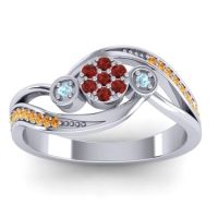 Garnet Fashion Ring In 18k White Gold With Aquamarine And Citrine – Caya Simple Ring