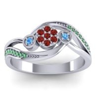 Garnet Fashion Ring In 14k White Gold With Blue Sapphire And Emerald – Caya Simple Ring