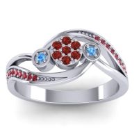 Garnet Fashion Ring In 18k White Gold With Blue Sapphire And Ruby – Caya Simple Ring