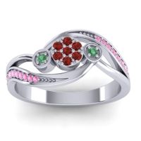 Garnet Fashion Ring In 18k White Gold With Emerald And Pink Tourmaline – Caya Simple Ring