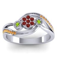 Garnet Fashion Ring In 18k White Gold With Peridot And Citrine – Caya Simple Ring