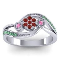 Garnet Fashion Ring In 14k White Gold With Pink Tourmaline And Emerald – Caya Simple Ring