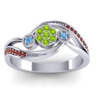 Peridot Fashion Ring In 18k White Gold With Blue Sapphire And Garnet – Caya Simple Ring