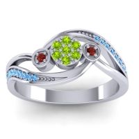 Peridot Fashion Ring In 18k White Gold With Garnet And Blue Sapphire – Caya Simple Ring