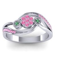 Pink Tourmaline Fashion Ring In 18k White Gold With Emerald – Caya Simple Ring