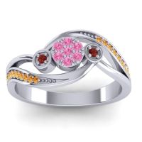 Pink Tourmaline Fashion Ring In 18k White Gold With Garnet And Citrine – Caya Simple Ring