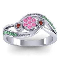 Pink Tourmaline Fashion Ring In 14k White Gold With Garnet And Emerald – Caya Simple Ring