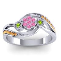 Pink Tourmaline Fashion Ring In 18k White Gold With Peridot And Citrine – Caya Simple Ring