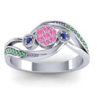 Pink Tourmaline Fashion Ring In 14k White Gold With Swiss Blue Topaz And Emerald – Caya Simple Ring
