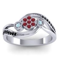 Ruby Fashion Ring In 18k White Gold With Aquamarine And Black Onyx – Caya Simple Ring