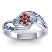 Ruby Fashion Ring In 18k White Gold With Blue Sapphire And Swiss Blue Topaz – Caya Simple Ring