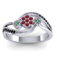 Ruby Fashion Ring In 18k White Gold With Emerald And Black Onyx – Caya Simple Ring