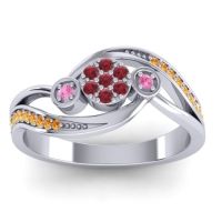 Ruby Fashion Ring In 18k White Gold With Pink Tourmaline And Citrine – Caya Simple Ring