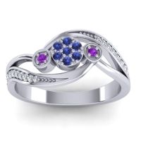 Swiss Blue Topaz Fashion Ring In 14k White Gold With Amethyst And Diamond – Caya Simple Ring