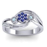 Swiss Blue Topaz Fashion Ring In 14k White Gold With Aquamarine And Diamond – Caya Simple Ring