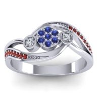 Swiss Blue Topaz Fashion Ring In 18k White Gold With Diamond And Garnet – Caya Simple Ring