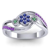 Swiss Blue Topaz Fashion Ring In 18k White Gold With Emerald And Amethyst – Caya Simple Ring