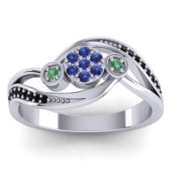 Swiss Blue Topaz Fashion Ring In 18k White Gold With Emerald And Black Onyx – Caya Simple Ring