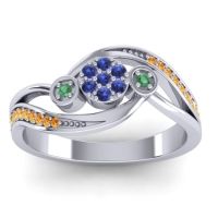 Swiss Blue Topaz Fashion Ring In 18k White Gold With Emerald And Citrine – Caya Simple Ring