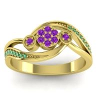 Amethyst Fashion Ring In 14k Yellow Gold With Emerald – Caya Simple Ring