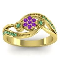 Amethyst Fashion Ring In 14k Yellow Gold With Emerald – Caya Simple Ring