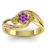 Amethyst Fashion Ring In 18k Yellow Gold With Peridot And Pink Tourmaline – Caya Simple Ring