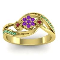 Amethyst Fashion Ring In 18k Yellow Gold With Ruby And Emerald – Caya Simple Ring