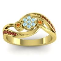 Aquamarine Fashion Ring In 18k Yellow Gold With Citrine And Garnet – Caya Simple Ring