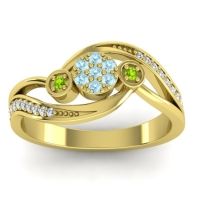 Aquamarine Fashion Ring In 14k Yellow Gold With Peridot And Diamond – Caya Simple Ring