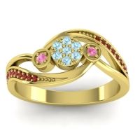 Aquamarine Fashion Ring In 18k Yellow Gold With Pink Tourmaline And Garnet – Caya Simple Ring