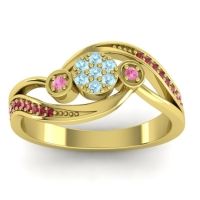 Aquamarine Fashion Ring In 18k Yellow Gold With Pink Tourmaline And Ruby – Caya Simple Ring