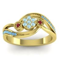 Aquamarine Fashion Ring In 18k Yellow Gold With Ruby And Blue Sapphire – Caya Simple Ring