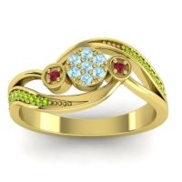 Aquamarine Fashion Ring In 18k Yellow Gold With Ruby And Peridot – Caya Simple Ring
