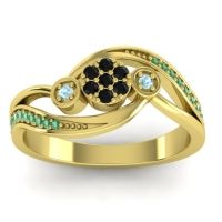 Black Onyx Fashion Ring In 14k Yellow Gold With Aquamarine And Emerald – Caya Simple Ring