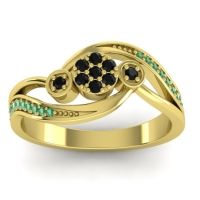 Black Onyx Fashion Ring In 14k Yellow Gold With Emerald – Caya Simple Ring