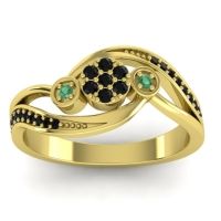 Black Onyx Fashion Ring In 18k Yellow Gold With Emerald – Caya Simple Ring