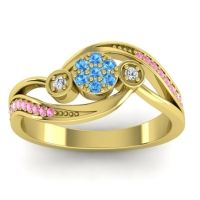 Blue Sapphire Fashion Ring In 18k Yellow Gold With Lab Diamond And Pink Tourmaline – Caya Simple Ring