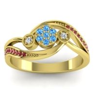 Blue Sapphire Fashion Ring In 18k Yellow Gold With Lab Diamond And Ruby – Caya Simple Ring