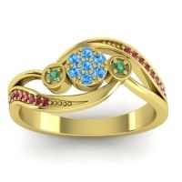Blue Sapphire Fashion Ring In 18k Yellow Gold With Emerald And Ruby – Caya Simple Ring
