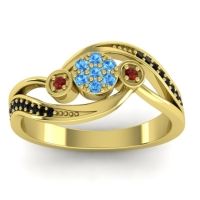 Blue Sapphire Fashion Ring In 18k Yellow Gold With Garnet And Black Onyx – Caya Simple Ring