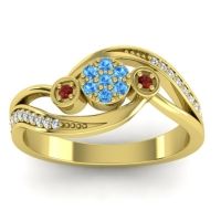 Blue Sapphire Fashion Ring In 14k Yellow Gold With Garnet And Diamond – Caya Simple Ring