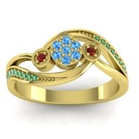Blue Sapphire Fashion Ring In 14k Yellow Gold With Garnet And Emerald – Caya Simple Ring