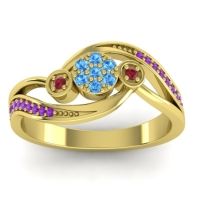 Blue Sapphire Fashion Ring In 18k Yellow Gold With Ruby And Amethyst – Caya Simple Ring