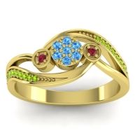 Blue Sapphire Fashion Ring In 18k Yellow Gold With Ruby And Peridot – Caya Simple Ring
