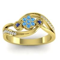 Blue Sapphire Fashion Ring In 14k Yellow Gold With Swiss Blue Topaz And Diamond – Caya Simple Ring