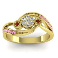 Diamond Fashion Ring In 18k Yellow Gold With Garnet And Pink Tourmaline – Caya Simple Ring