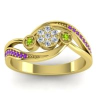 Diamond Fashion Ring In 18k Yellow Gold With Peridot And Amethyst – Caya Simple Ring