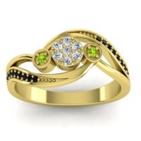 Diamond Fashion Ring In 18k Yellow Gold With Peridot And Black Onyx – Caya Simple Ring