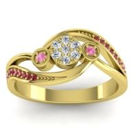 Diamond Fashion Ring In 14k Yellow Gold With Pink Tourmaline And Ruby – Caya Simple Ring