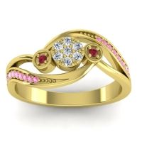 Lab Diamond Fashion Ring In 18k Yellow Gold With Ruby And Pink Tourmaline – Caya Simple Ring